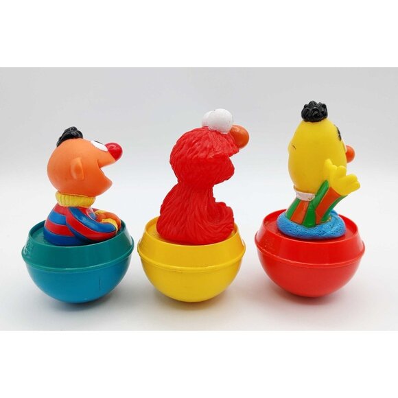 Vintage Sesame Street Elmo Bert Ernie Weeble Wobb Rollie Pollie Illco Toys - Picture 2 of 5